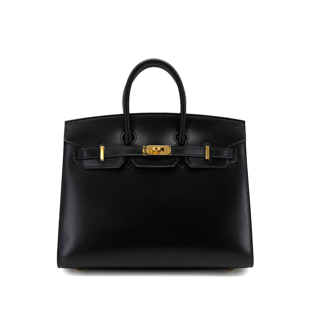 HERMES BIRKIN 25 SELLIER BLACK BOX CALF HAND BAG U GHW 90302850
