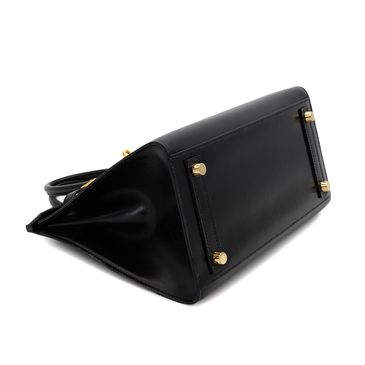 HERMES BIRKIN 25 SELLIER BLACK BOX CALF HAND BAG U GHW 90302850