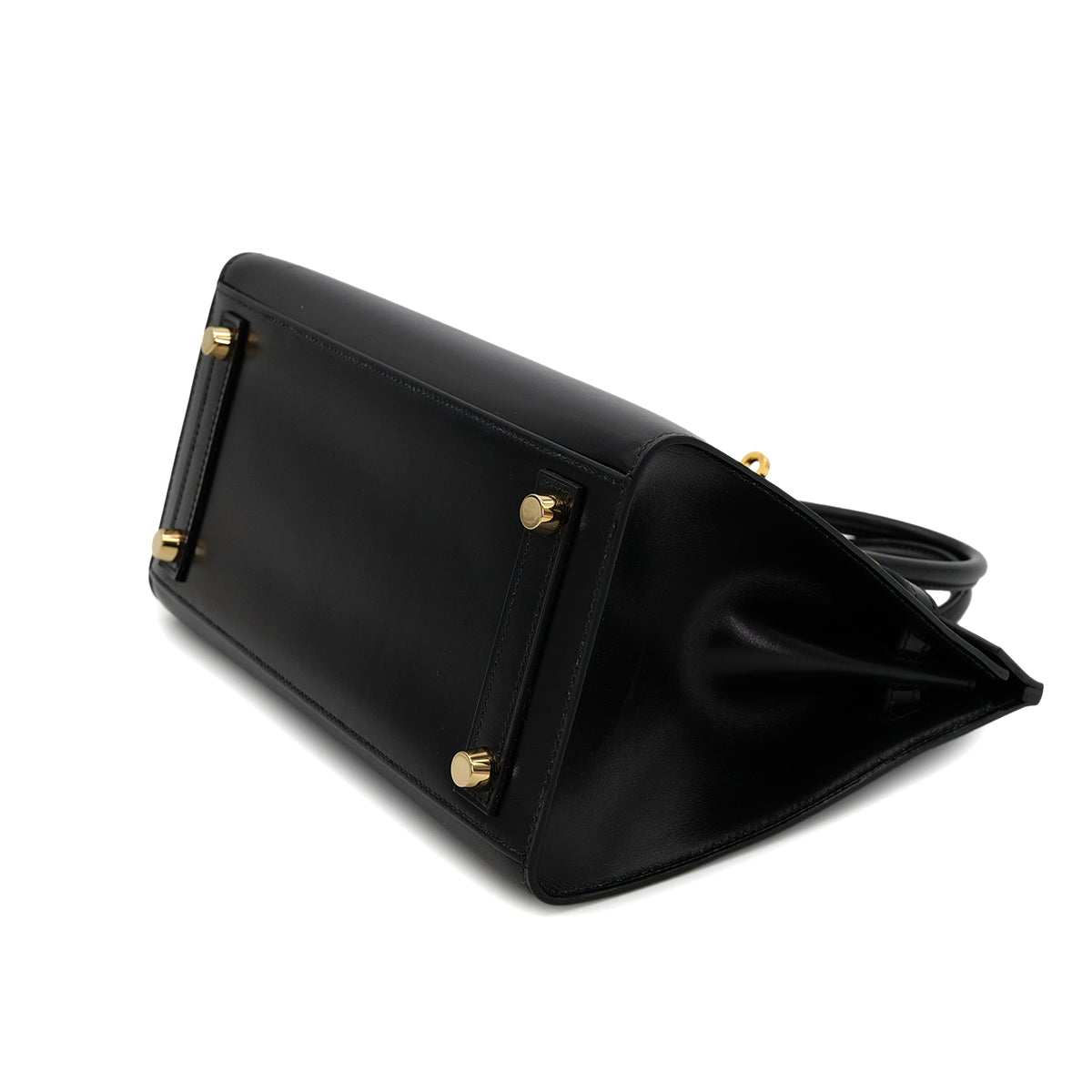 HERMES BIRKIN 25 SELLIER BLACK BOX CALF HAND BAG U GHW 90302850