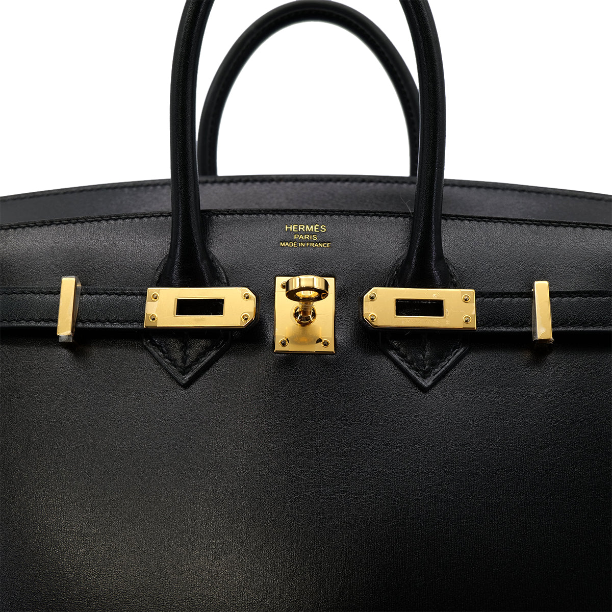 HERMES BIRKIN 25 SELLIER BLACK BOX CALF HAND BAG U GHW 90302850