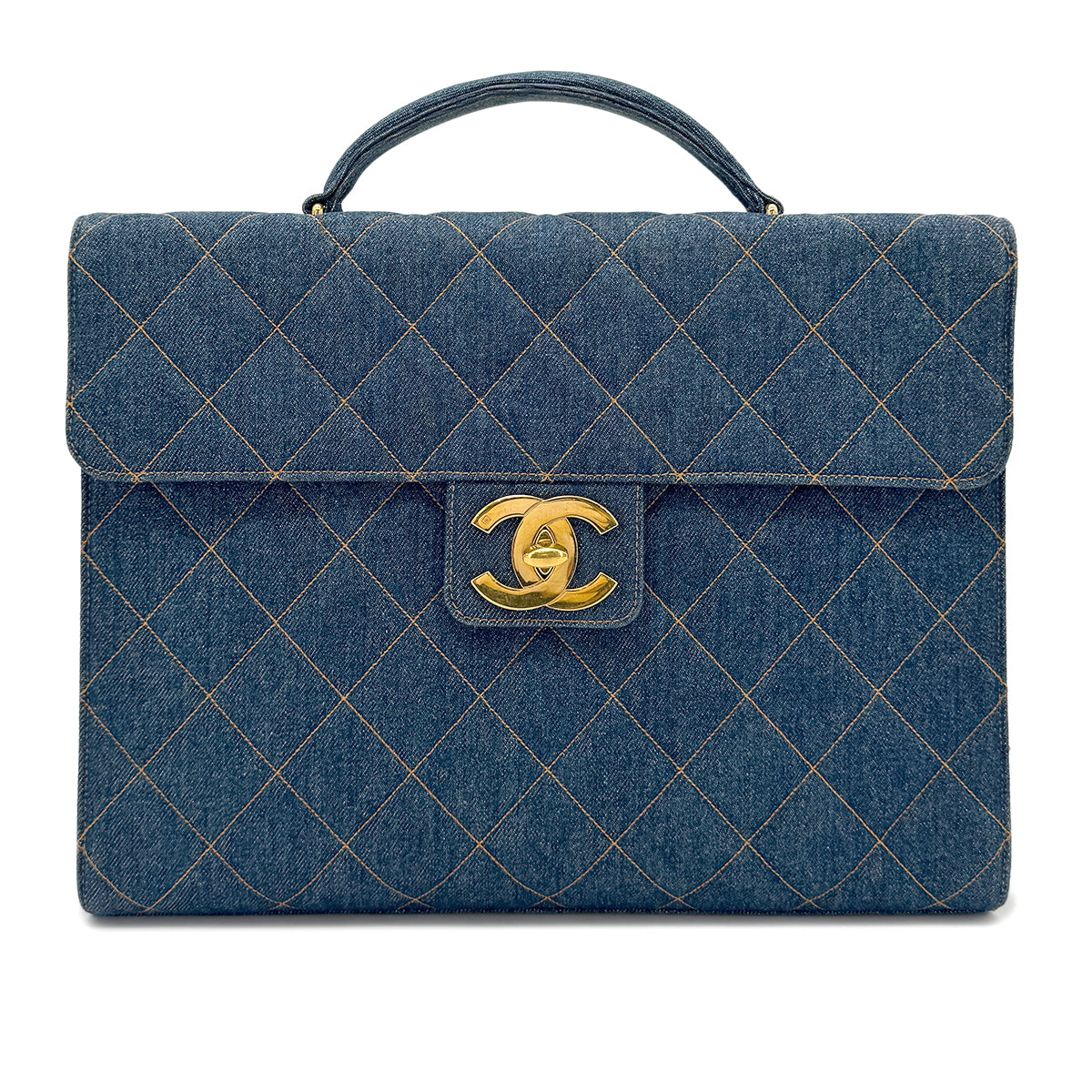 CHANEL VINTAGE MATELASSE BUSINESS BAG BLUE DENIM 90269838