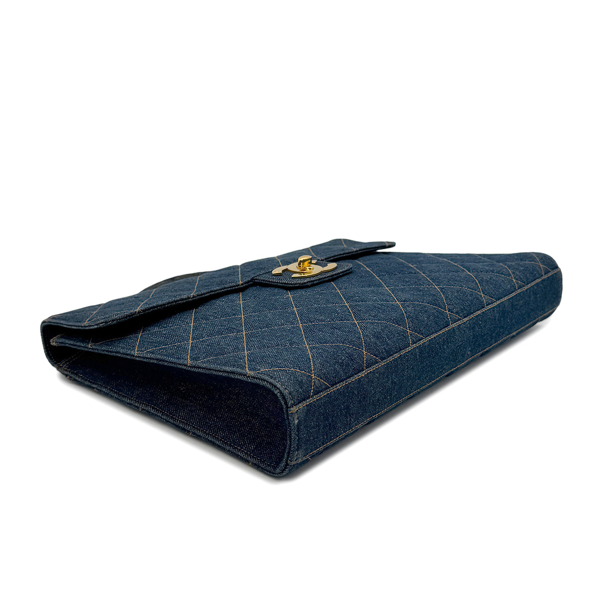 CHANEL VINTAGE MATELASSE BUSINESS BAG BLUE DENIM 90269838