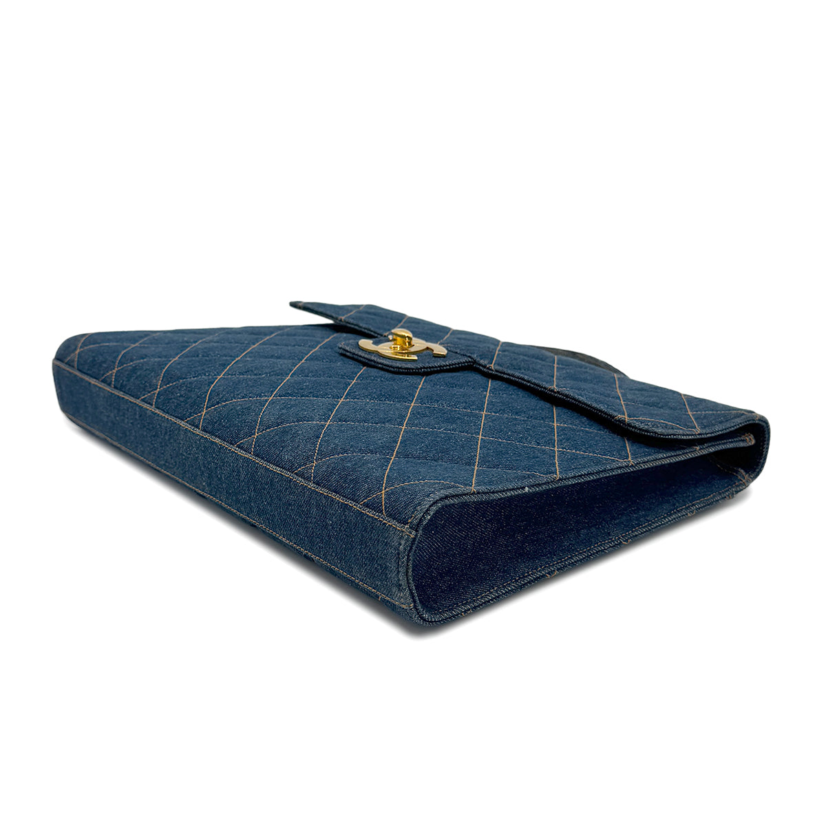 CHANEL VINTAGE MATELASSE BUSINESS BAG BLUE DENIM 90269838