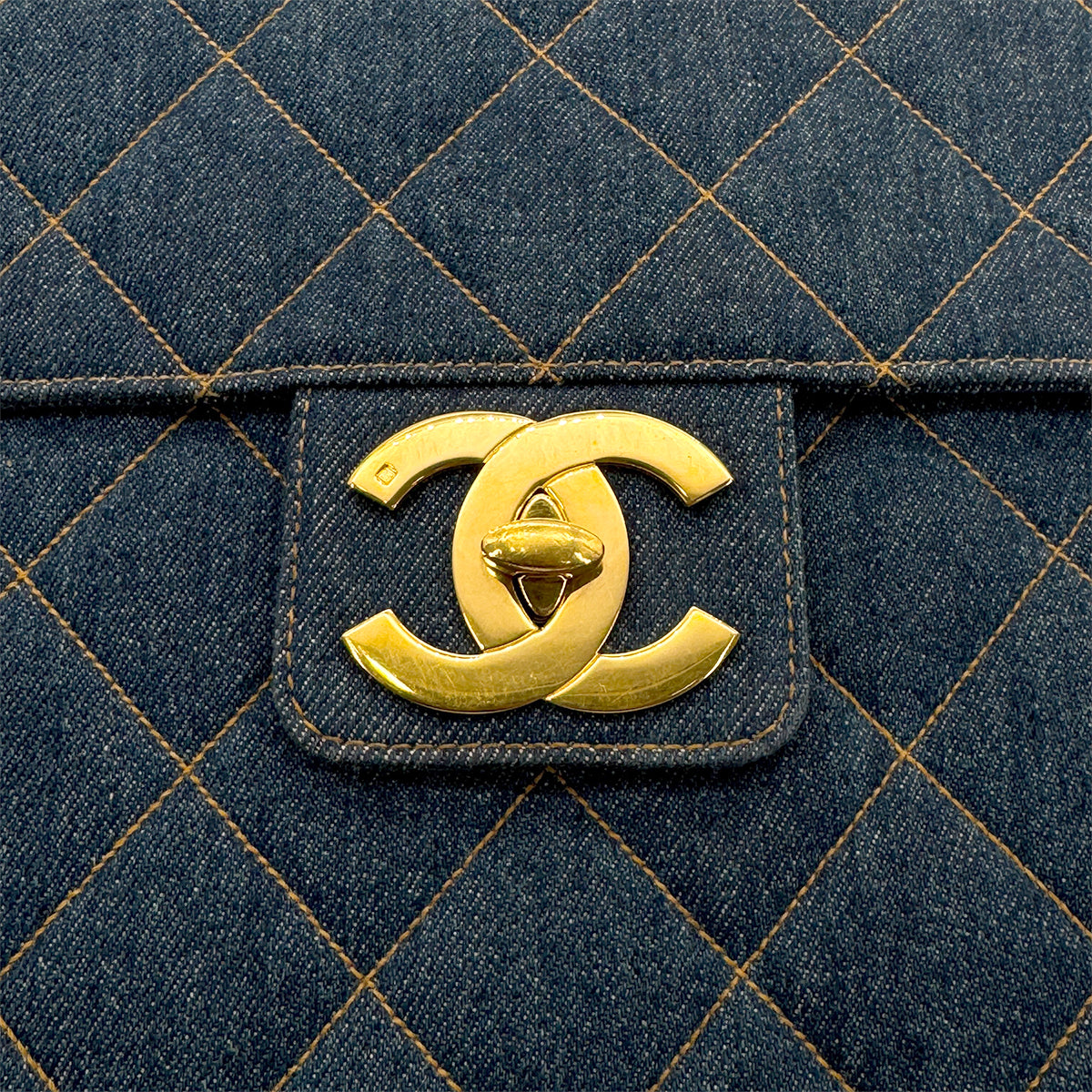 CHANEL VINTAGE MATELASSE BUSINESS BAG BLUE DENIM 90269838