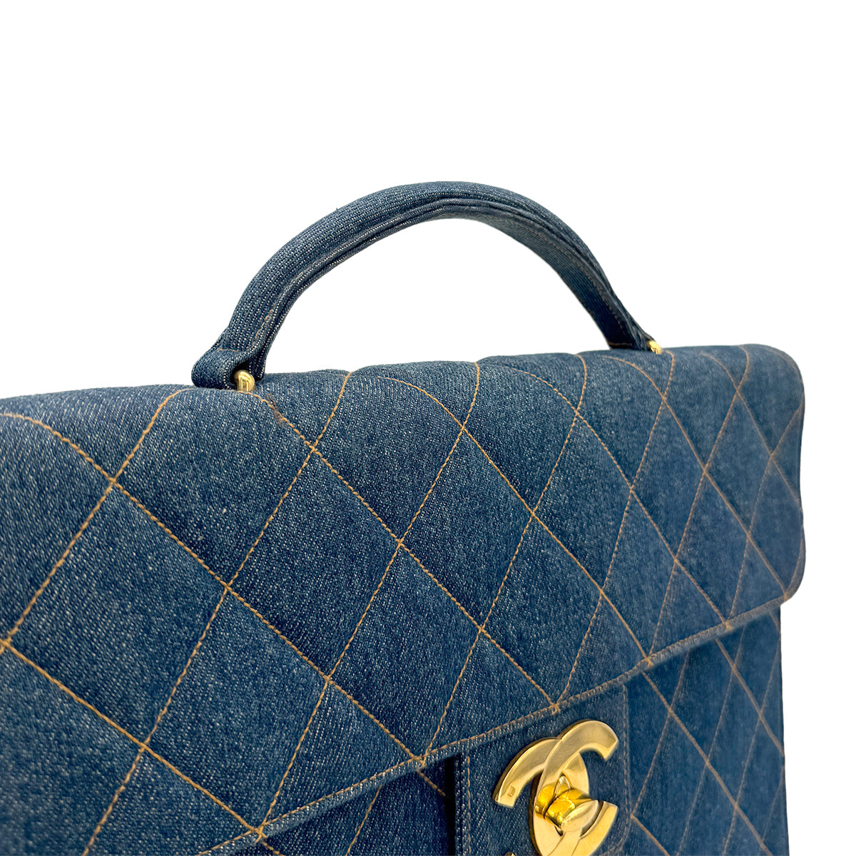 CHANEL VINTAGE MATELASSE BUSINESS BAG BLUE DENIM 90269838