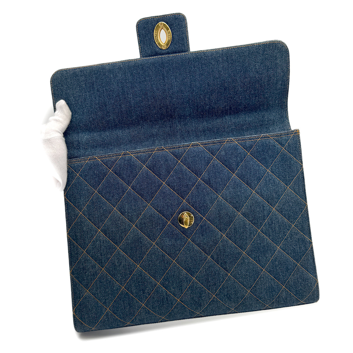 CHANEL VINTAGE MATELASSE BUSINESS BAG BLUE DENIM 90269838