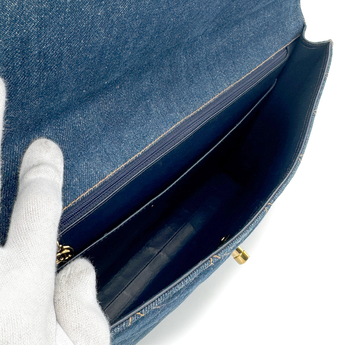 CHANEL VINTAGE MATELASSE BUSINESS BAG BLUE DENIM 90269838