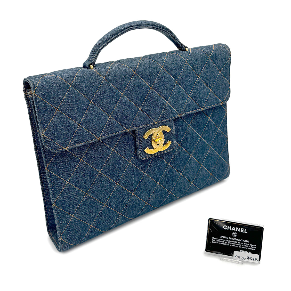 CHANEL VINTAGE MATELASSE BUSINESS BAG BLUE DENIM 90269838