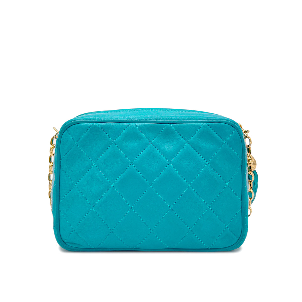 CHANEL VINTAGE FRINGE CHAIN SHOULDER BAG BLUE LAMB SKIN 90269844