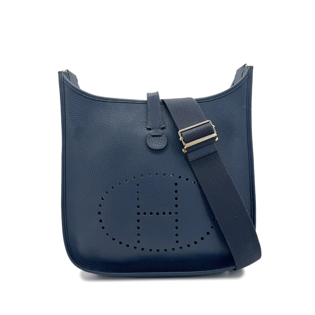 HERMES EVELYNE 3 PM BLEU SAPHIR TAURILLON CLEMENCE SHOULDER BAG □Q 90269851