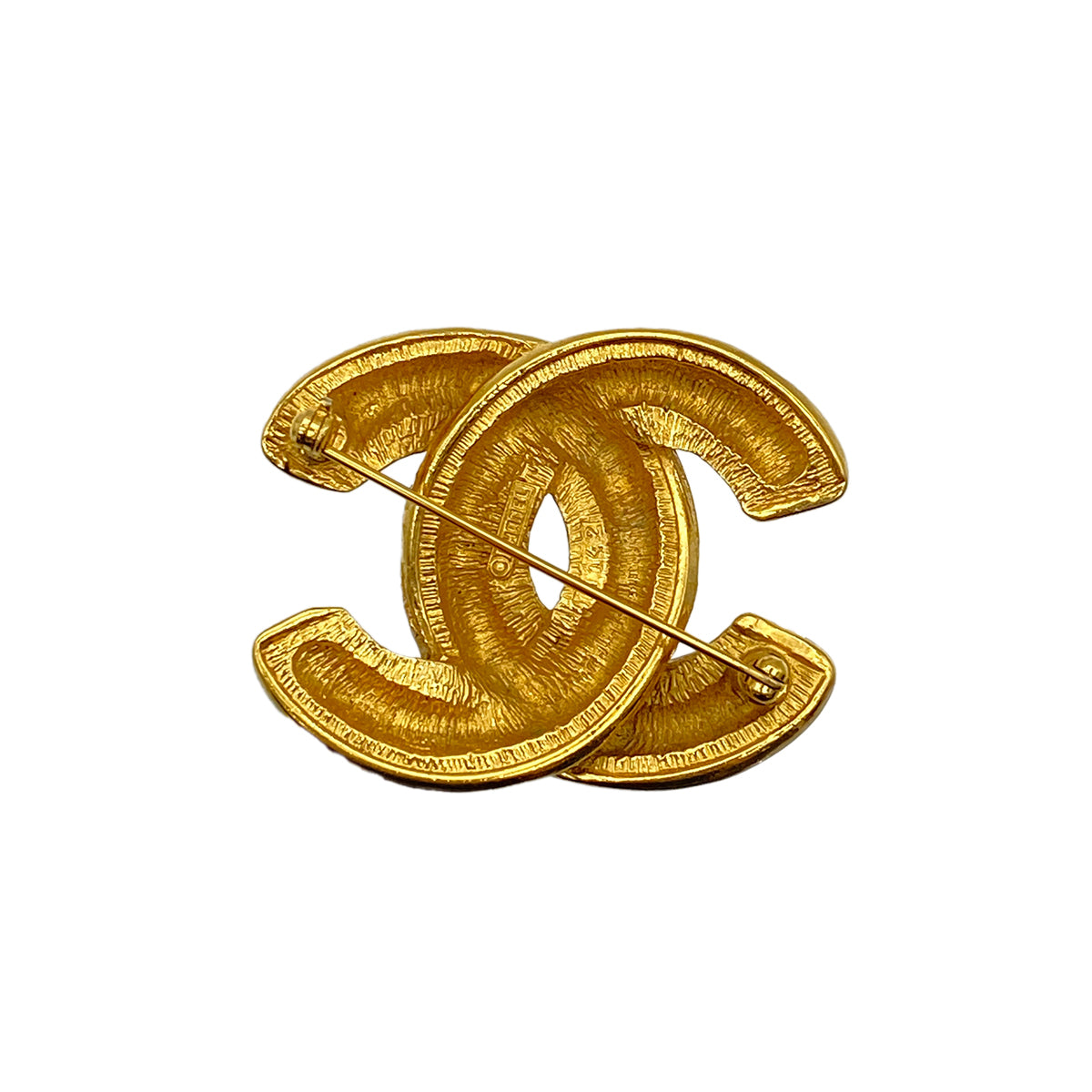 CHANEL VINTAGE MATELASSE COCOMARK BROOCH GOLD ACCESSORY 90269853