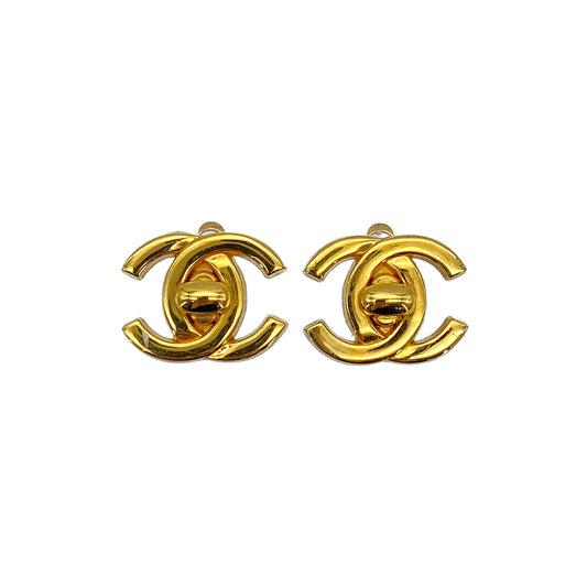 CHANEL VINTAGE EARRINGS TURN LOCK ACCESSORY 95A 90269856