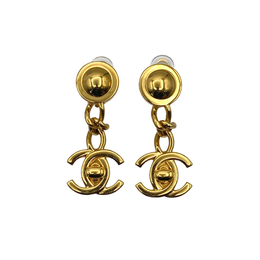 CHANEL VINTAGE EARRINGS TURN LOCK SWING ACCESSORY 96A 90269857