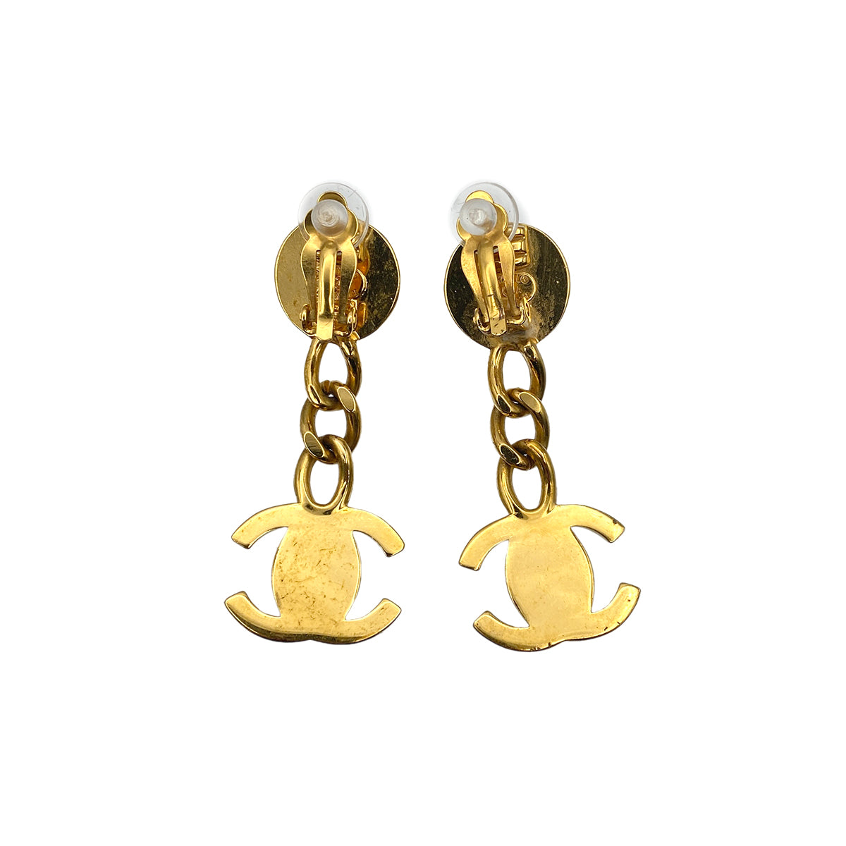 CHANEL VINTAGE EARRINGS TURN LOCK SWING ACCESSORY 96A 90269857