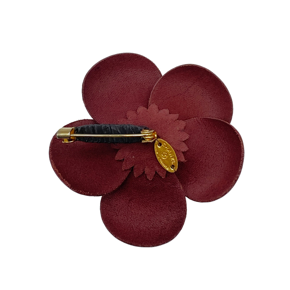 CHANEL VINTAGE BROACH CAMELLIA LEATHER ACCESSORY 90269872
