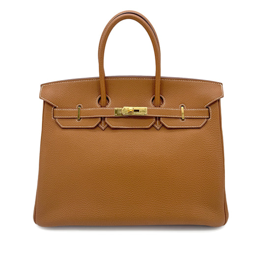 HERMES BIRKIN 35 GOLD TOGO HAND BAG □J GHW 90269881