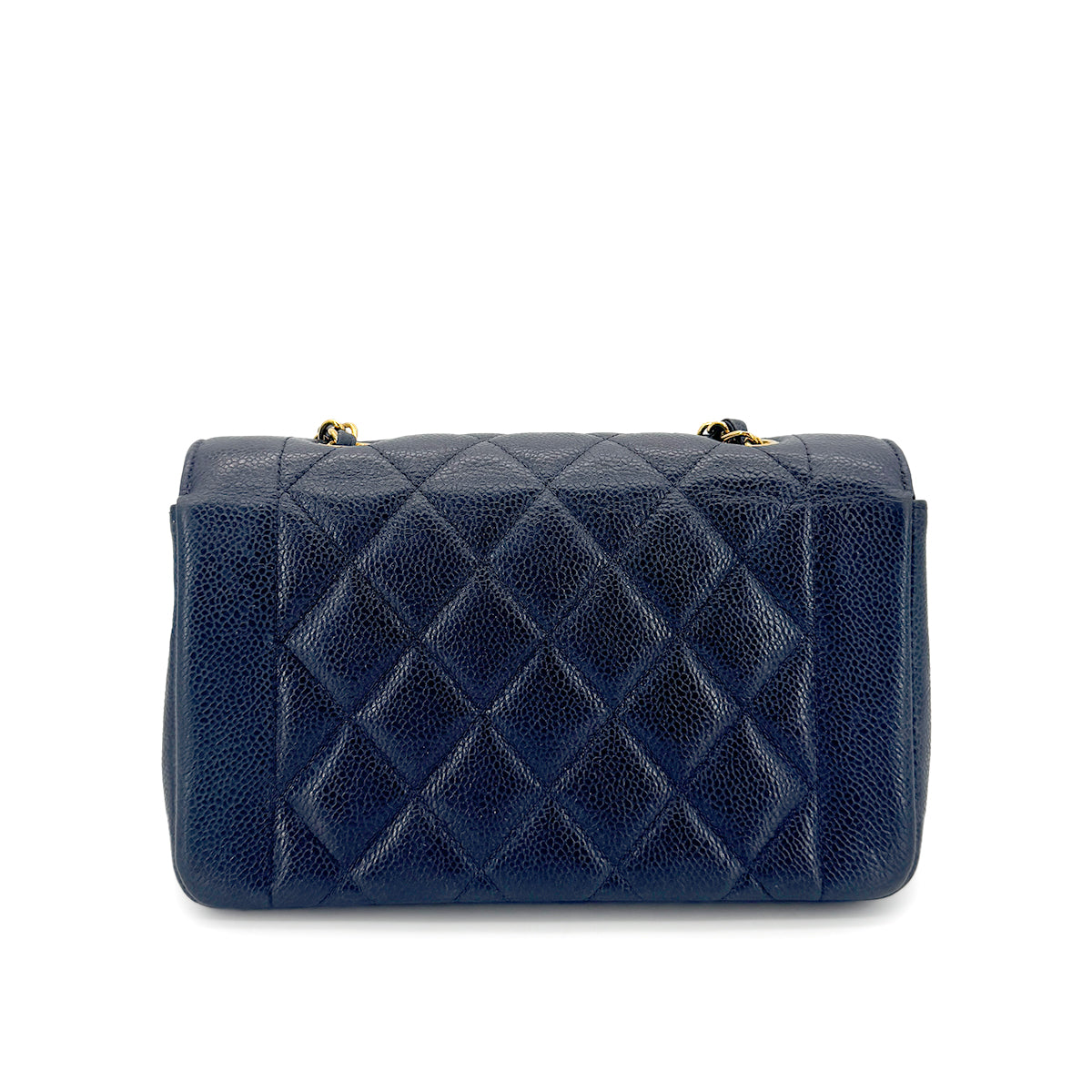 CHANEL VINTAGE DIANA SMALL CHAIN SHOULDER BAG NAVY CAVIR SKIN 90269882
