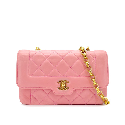 CHANEL VINTAGE MATELASSE MINI CHAIN SHOULDER BAG PINK LAMB SKIN  90269922