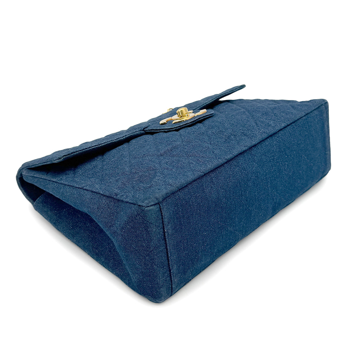 CHANEL VINTAGE MAXI MATELASSE 34 CHAIN SHOULDER BAG BLUE DENIM 90269924