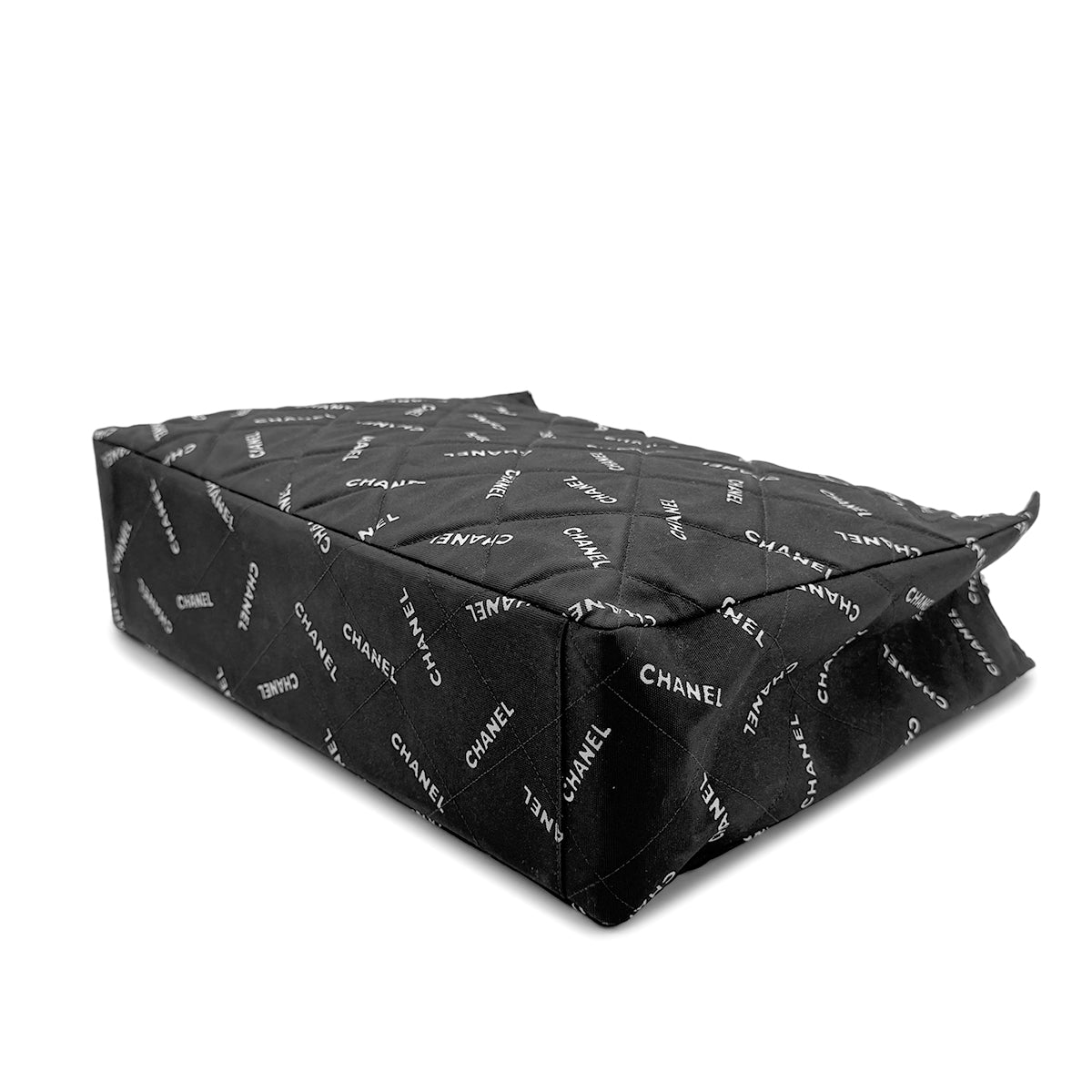 CHANEL VINTAGE LOGO CHAIN SHOULDER BAG BLACK CANVAS 90269943