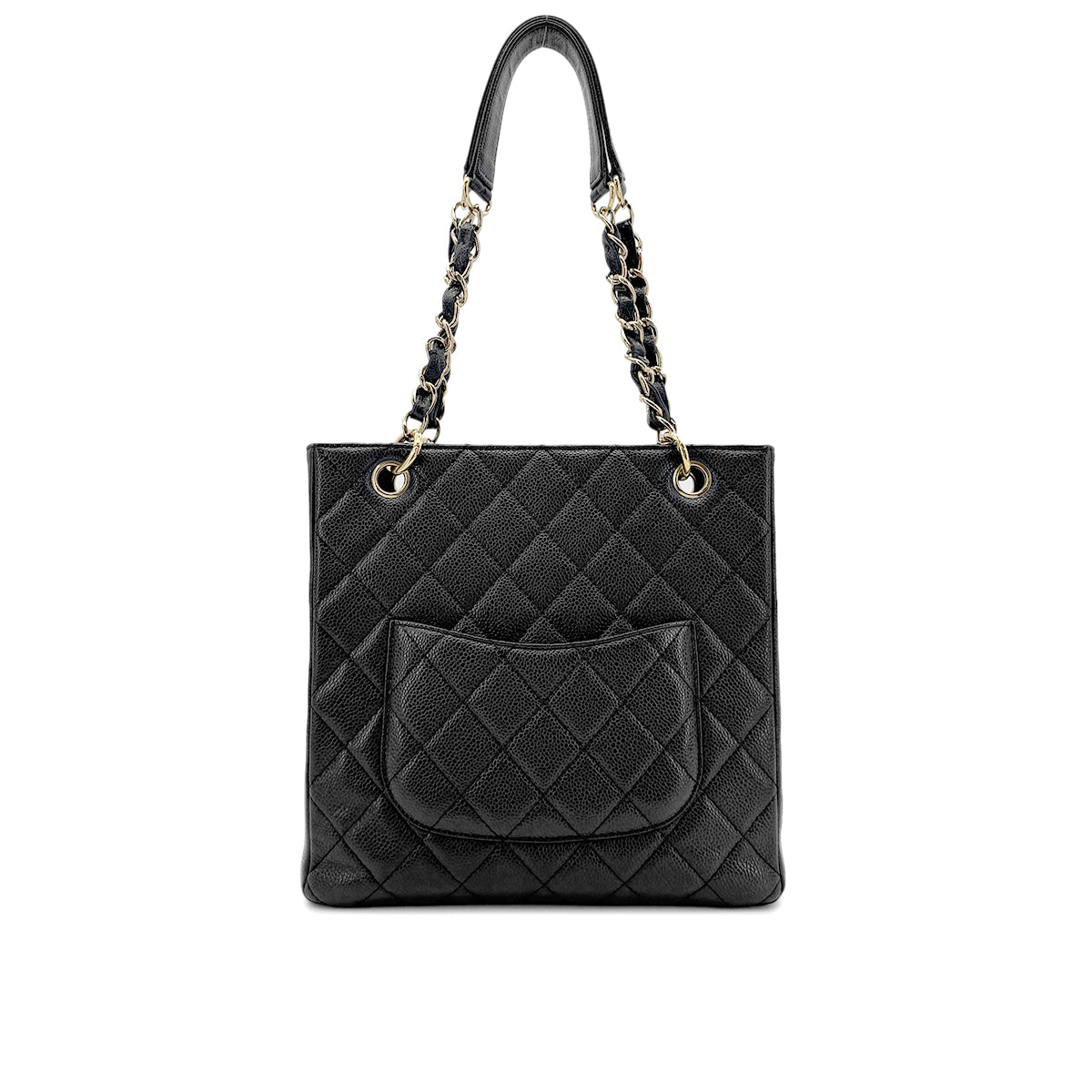 CHANEL VINTAGE PST CHAIN SHOULDER BAG BLACK CAVIAR SKIN 90269945