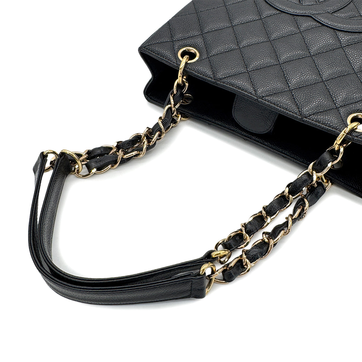 CHANEL VINTAGE PST CHAIN SHOULDER BAG BLACK CAVIAR SKIN 90269945