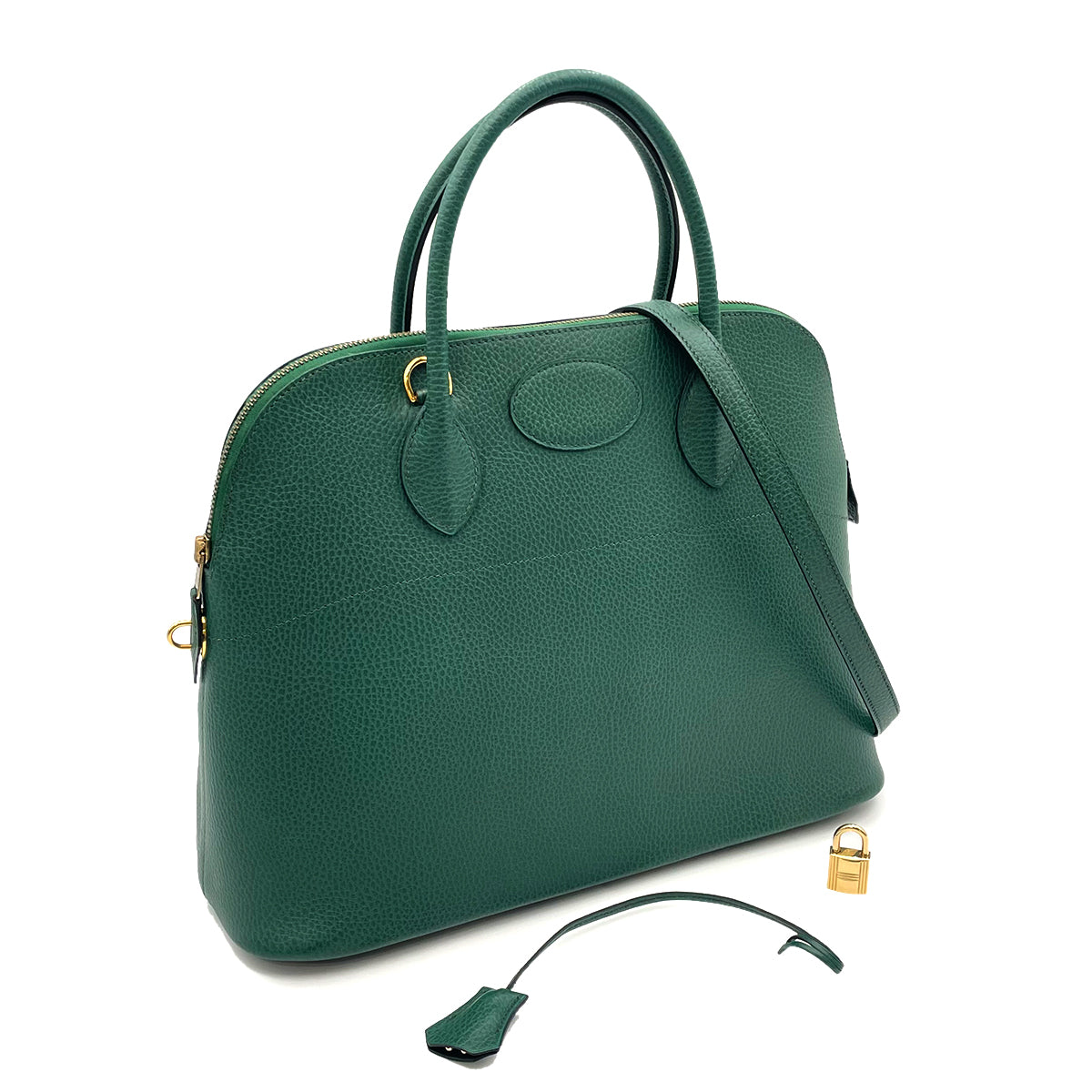 HERMES BOLIDE 35 VERT ANGLAIS  ARDENNES HAND SHOULDER BAG □ 90263218