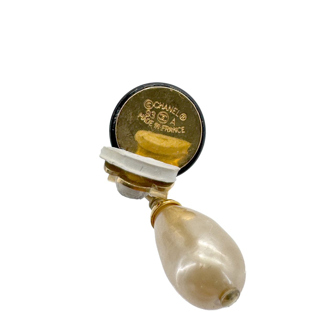 CHANEL VINTAGE EARRINGS COCOMARK FAUX PEARL SWING ACCESSORY 93A 90270323