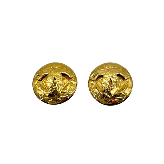 CHANEL VINTAGE EARRINGS ROUND COCOMARK GOLD ACCESSORY 94P 90270334