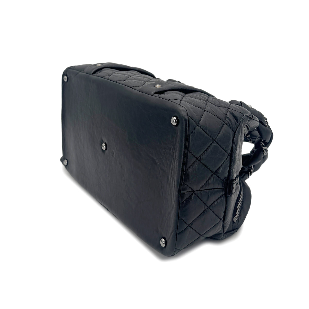 CHANEL VINTAGE MINI BOSTON BAG BLACK LEATHER 90270340