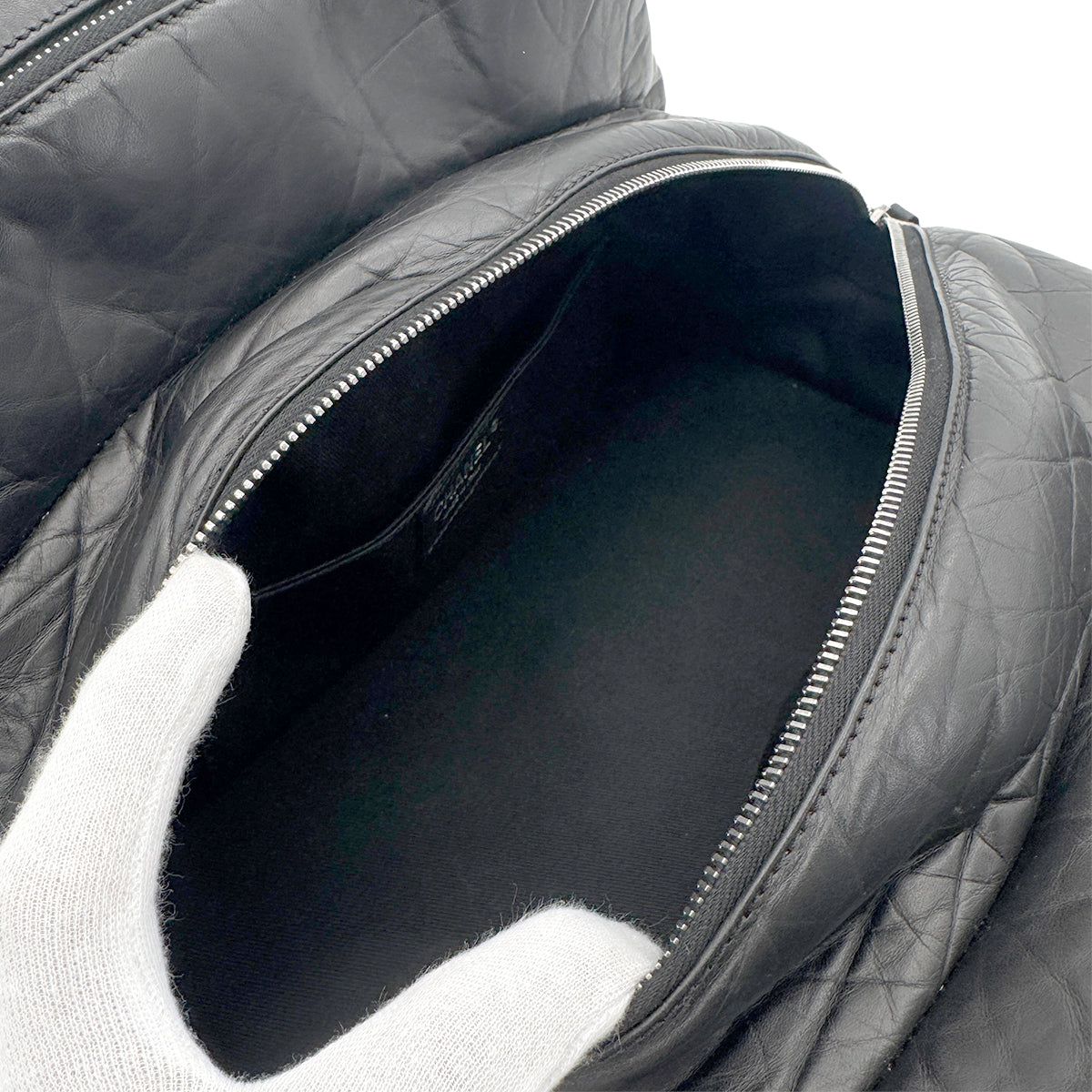 CHANEL VINTAGE MINI BOSTON BAG BLACK LEATHER 90270340