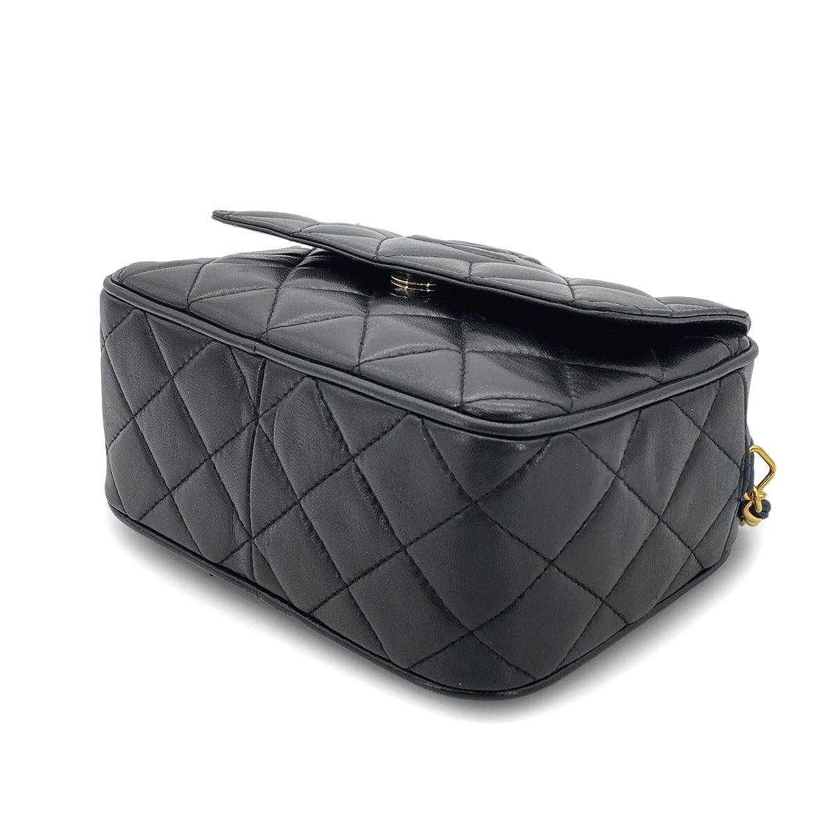 CHANEL VINTAGE MATELASSE FRINGE SHOULDER BAG BLACK LAMB SKIN 90270341