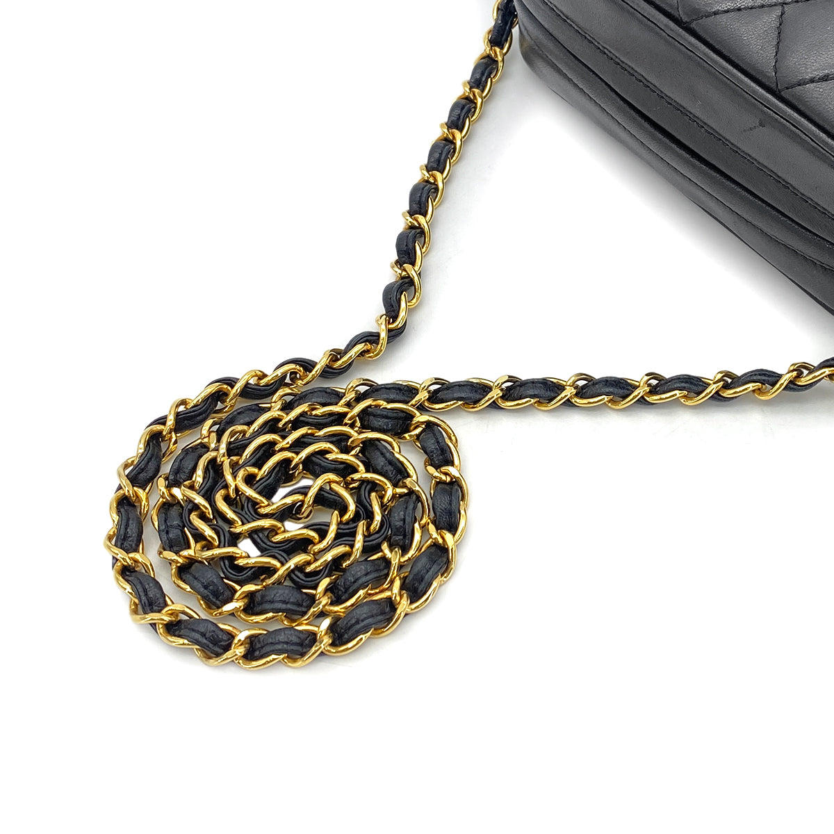 CHANEL VINTAGE MATELASSE FRINGE SHOULDER BAG BLACK LAMB SKIN 90270341