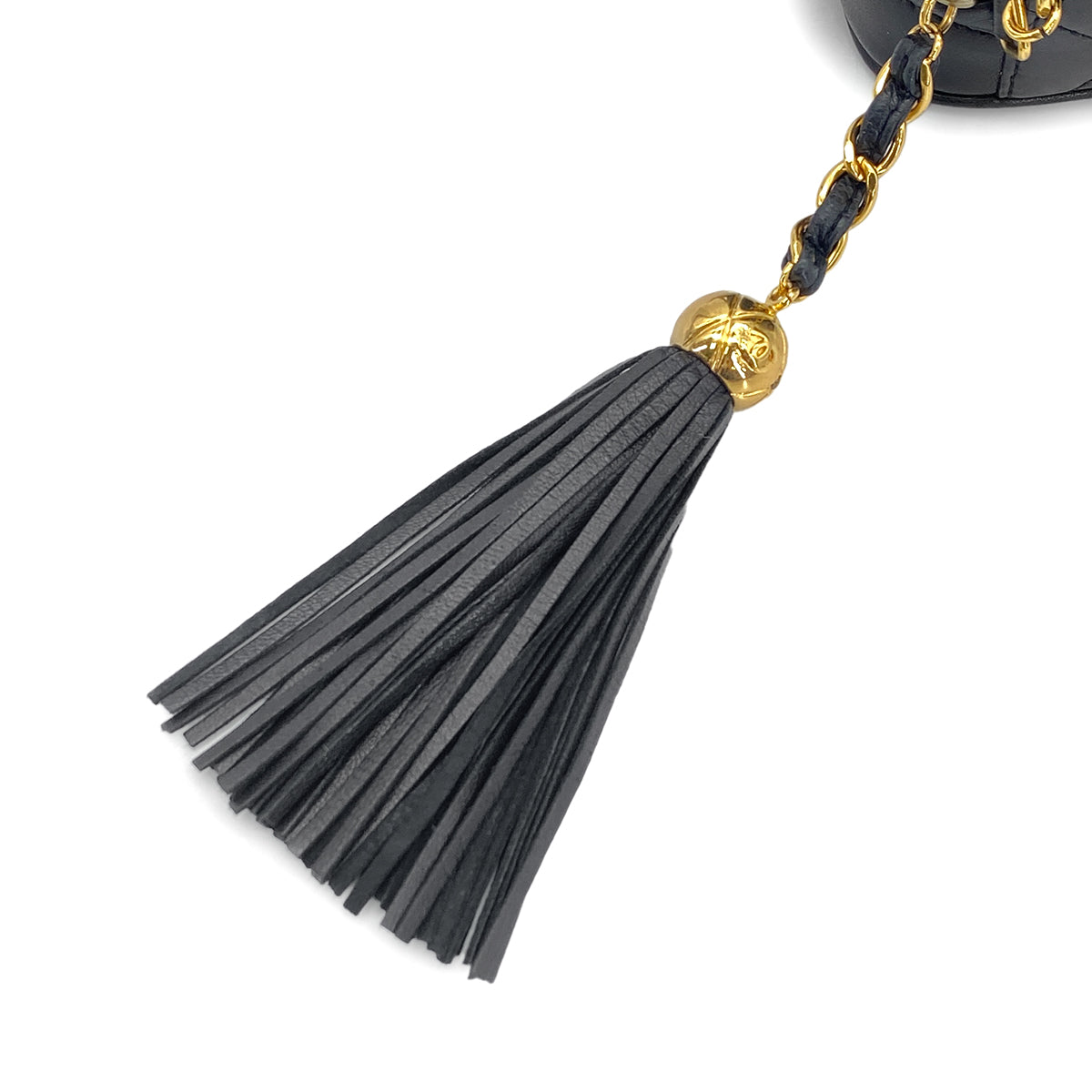 CHANEL VINTAGE MATELASSE FRINGE SHOULDER BAG BLACK LAMB SKIN 90270341