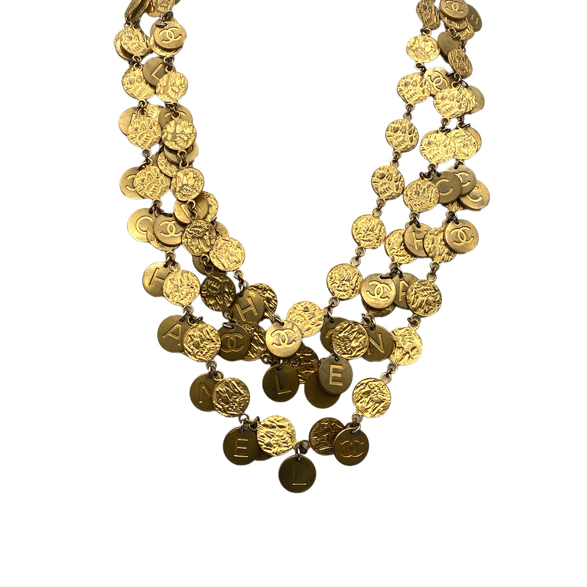 CHANEL VINTAGE NECKLACE COIN MOTIF ACCESSORY 93A 90270343