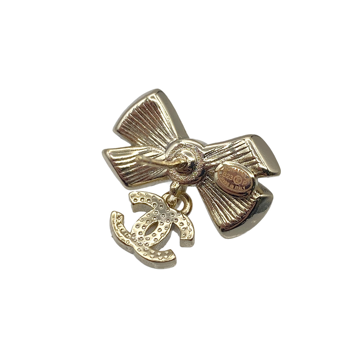 CHANEL EARRINGS COCOMARK RIBBON FAUX PEARL RHINESTONE ACCESSORY B23P 90270344