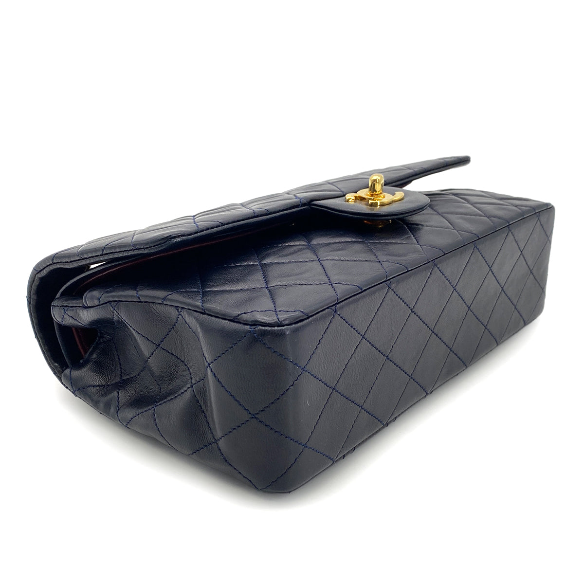 CHANEL VINTAGE CLASSIC FLAP MEDIUM CHAIN SHOULDER BAG NAVY LAMB SKIN 90270349