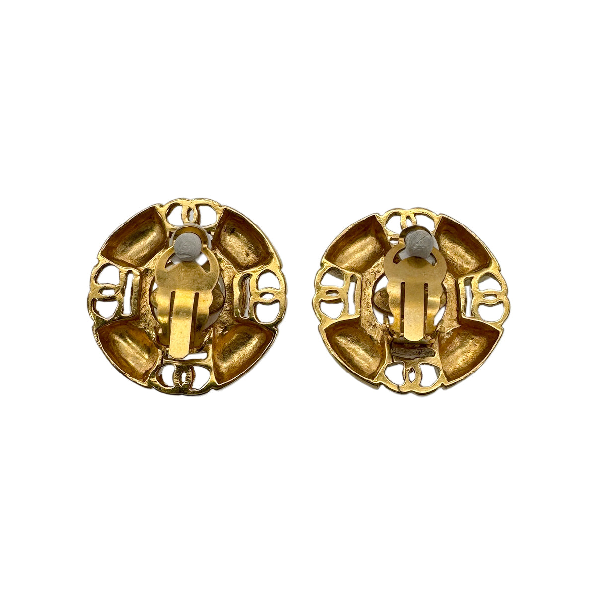 CHANEL VINTAGE EARRINGS ROUND FAUX PEARL ACCESSORY 94P 90270350
