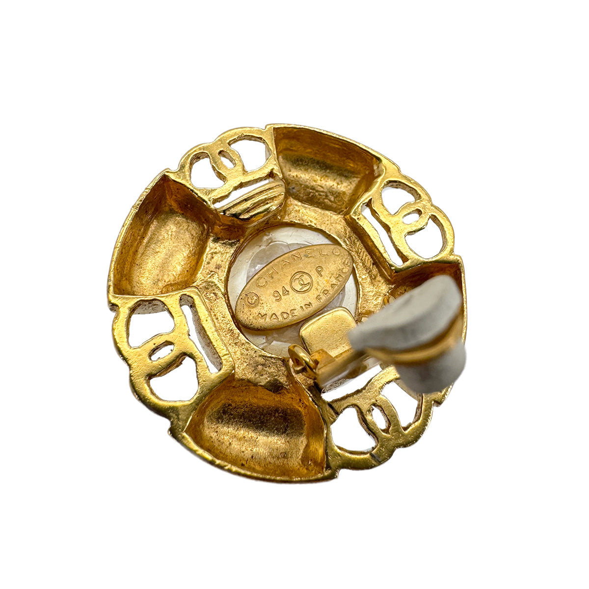 CHANEL VINTAGE EARRINGS ROUND FAUX PEARL ACCESSORY 94P 90270350