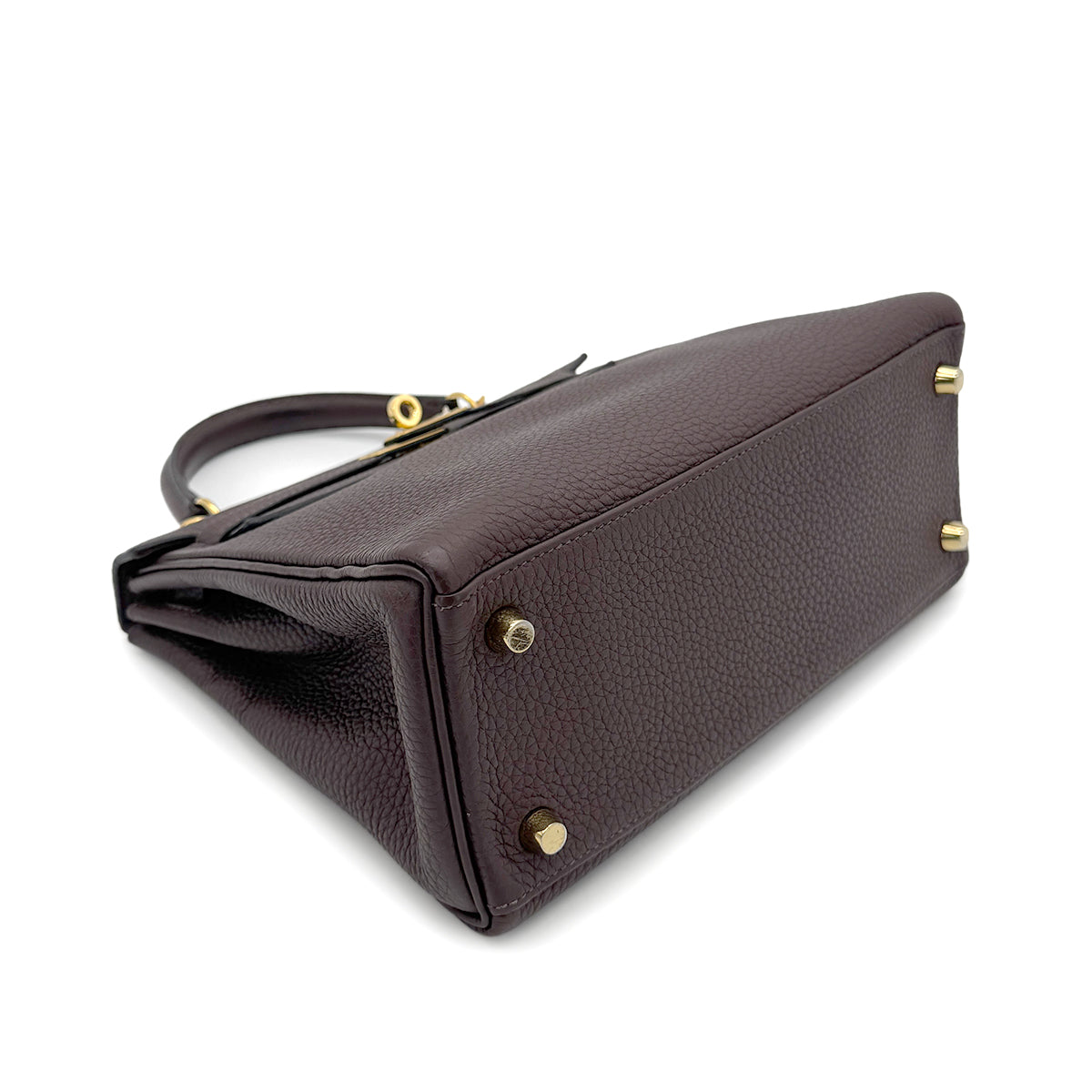 HERMES KELLY 25 RETOURNE BROWN TOGO HAND SHOULDER BAG D GHW SPO 90270353