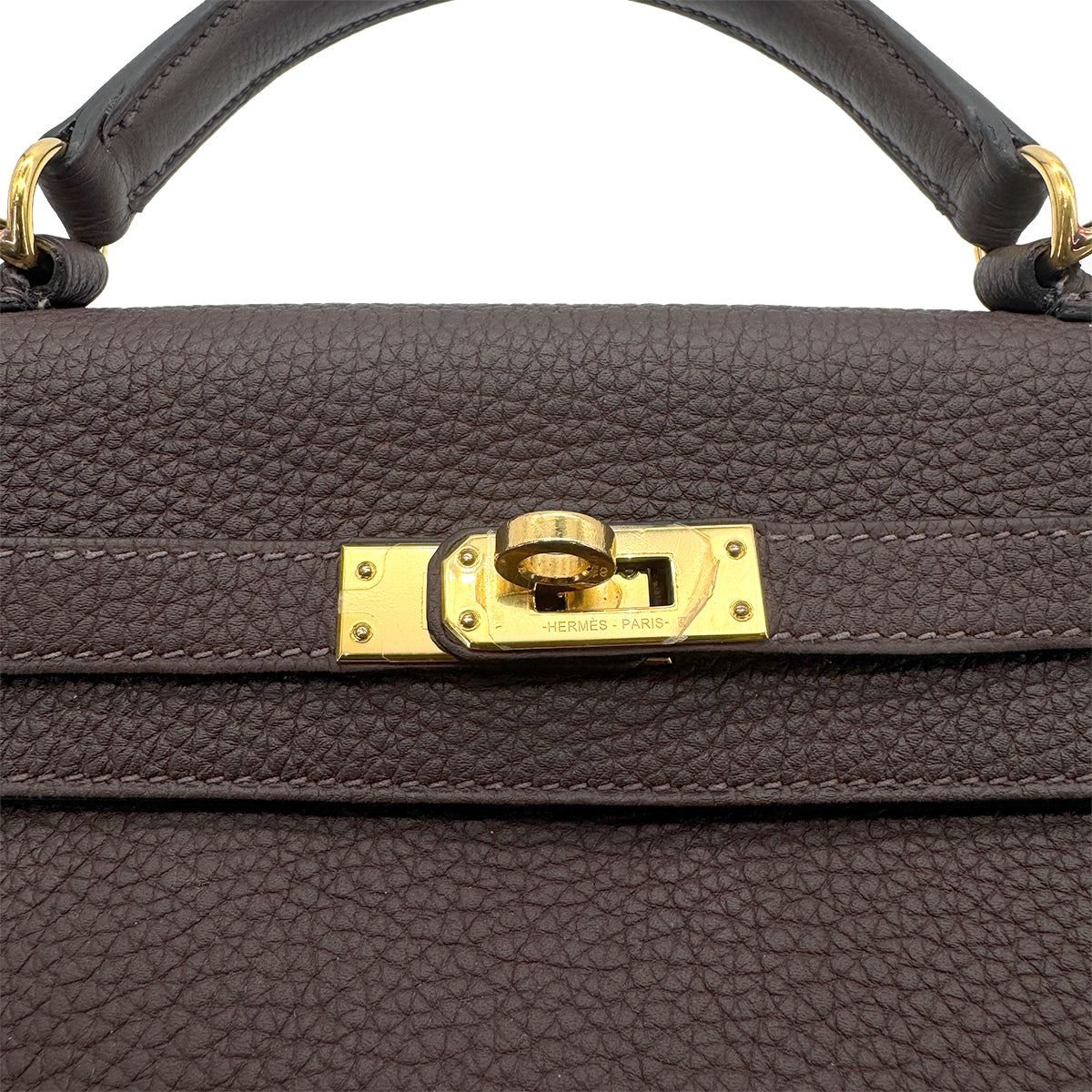 HERMES KELLY 25 RETOURNE BROWN TOGO HAND SHOULDER BAG D GHW SPO 90270353