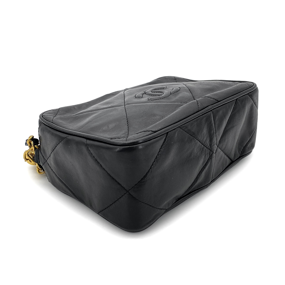 CHANEL VINTAGE FRINGE SHOULDER BAG BLACK LAMB SKIN 90270356