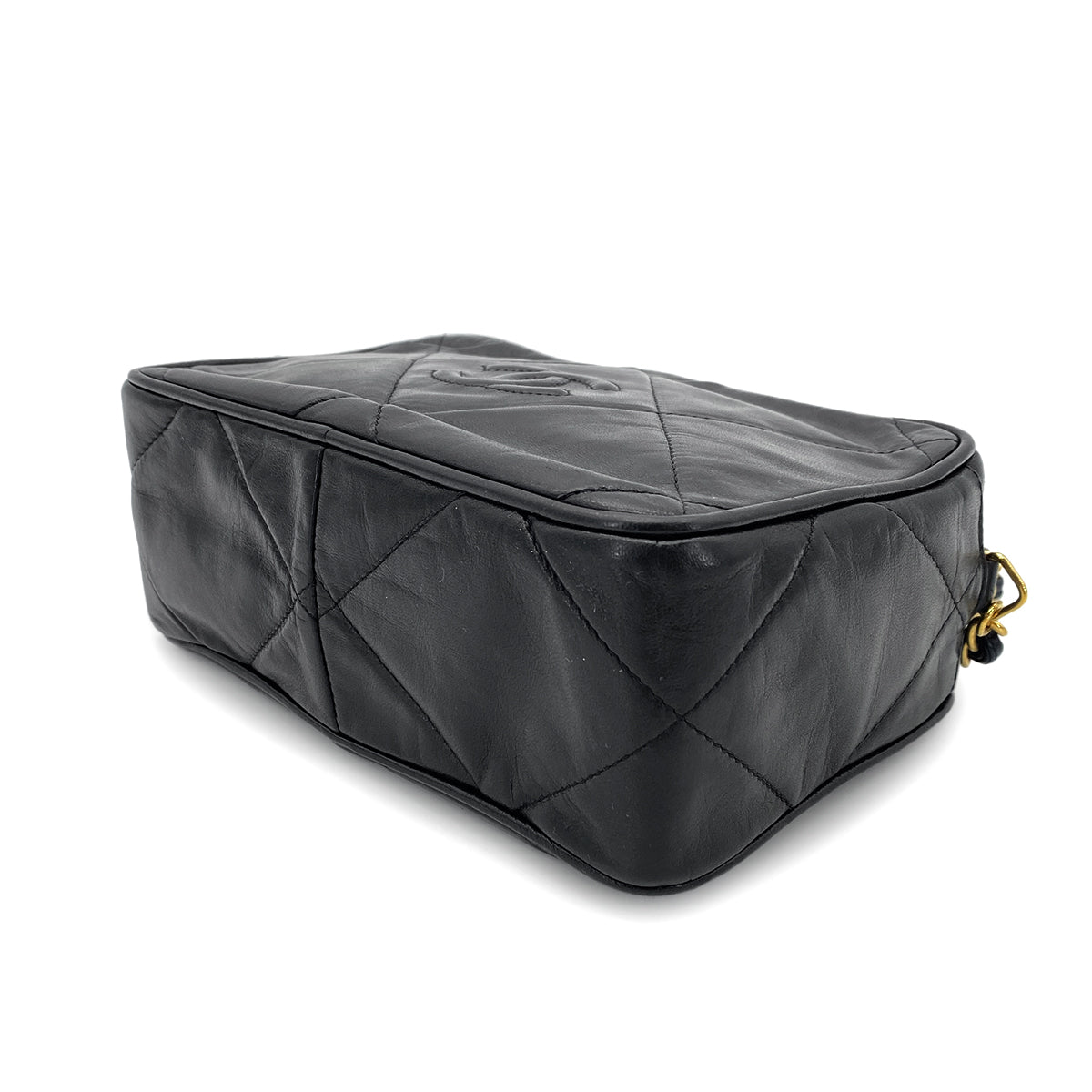 CHANEL VINTAGE FRINGE SHOULDER BAG BLACK LAMB SKIN 90270356