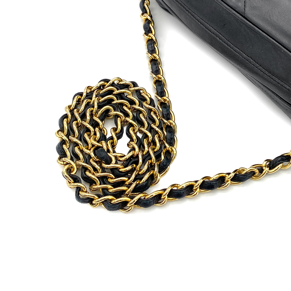 CHANEL VINTAGE FRINGE SHOULDER BAG BLACK LAMB SKIN 90270356