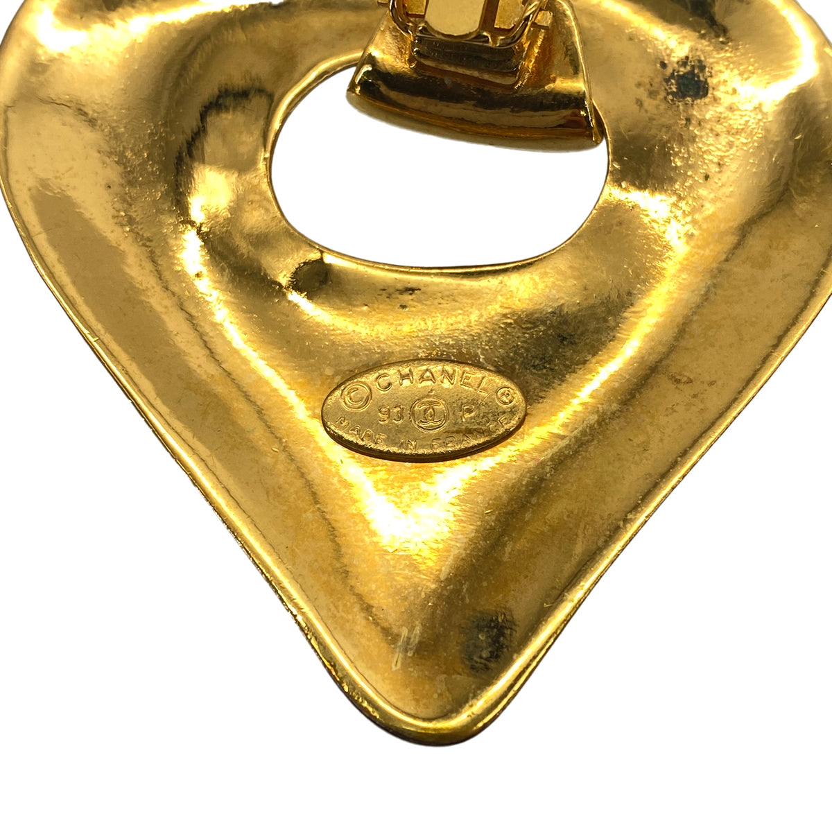 CHANEL VINTAGE EARRINGS HEART COCOMARK GOLD ACCESSORY 93P 90270362