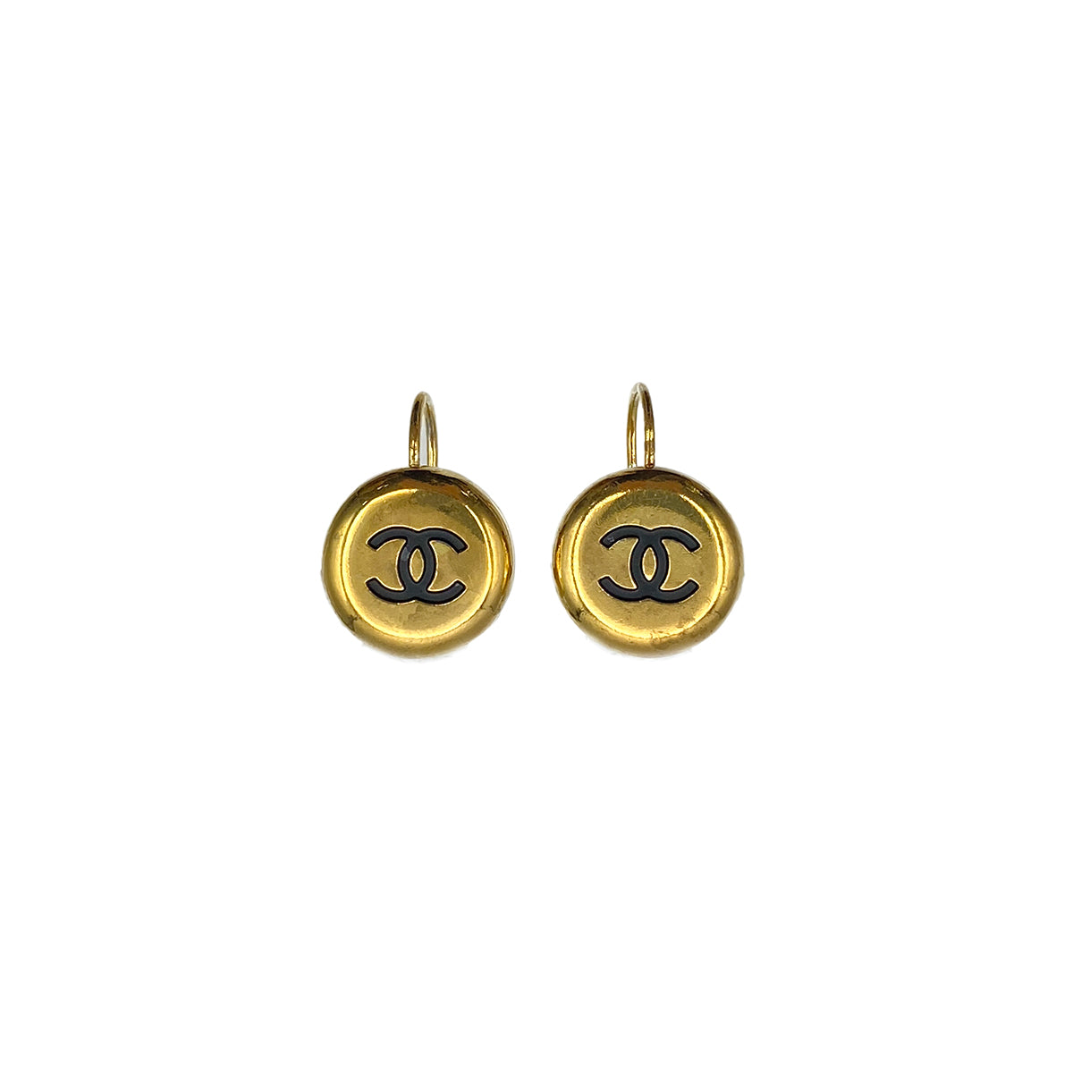 CHANEL VINTAGE EARRINGS COCOMARK ROUND GOLD ACCESSORY 97P 90270768