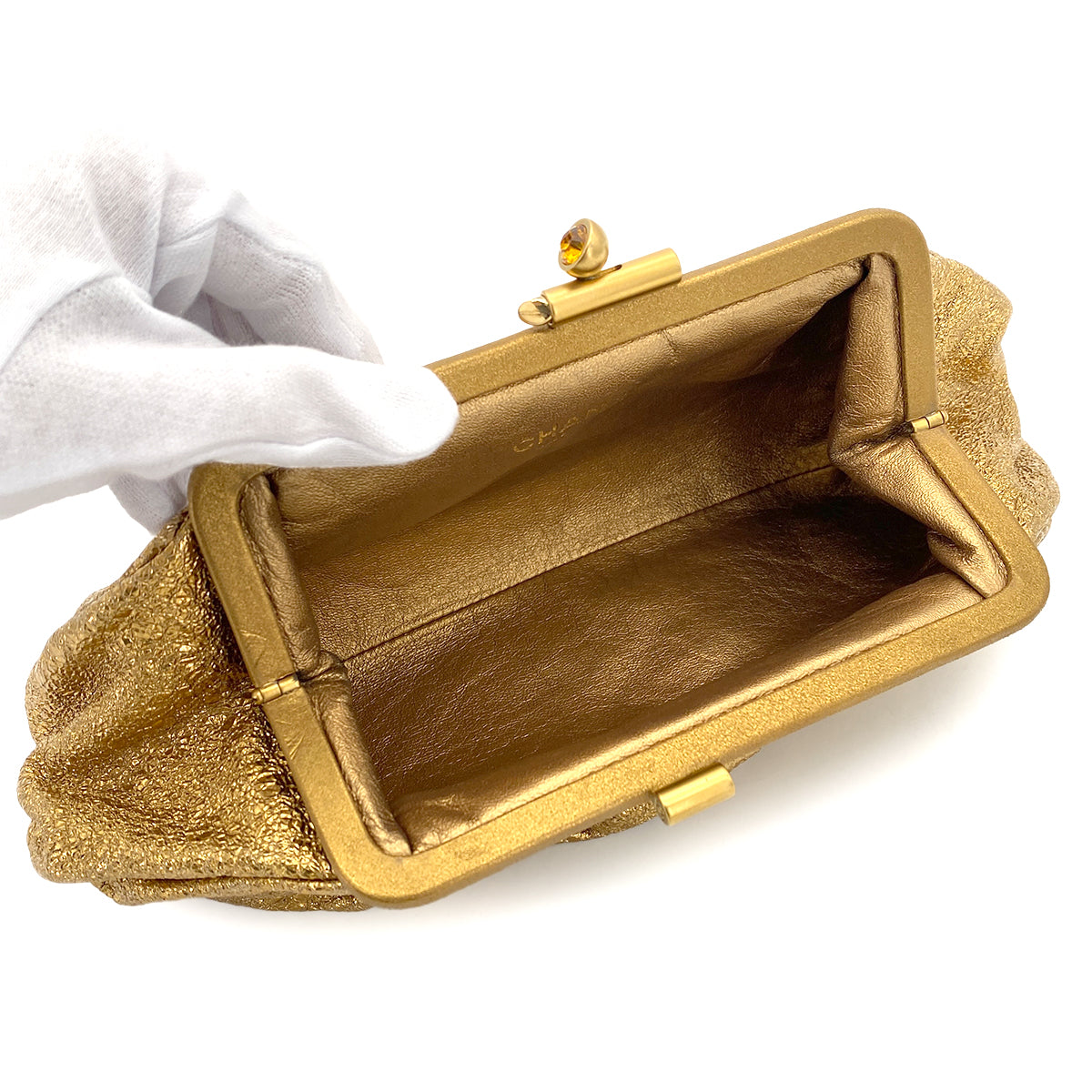 CHANEL VINTAGE CLUTCH BAG GOLD LEATHER 90270784