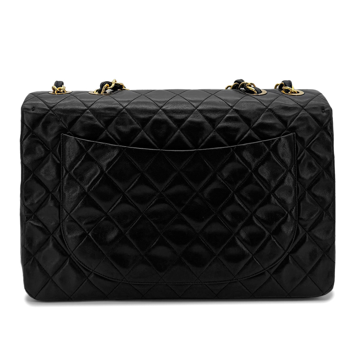 CHANEL VINTAGE BIG COCO MATELASSE CHAIN SHOULDER BAG BLACK LAMB SKIN 90270785