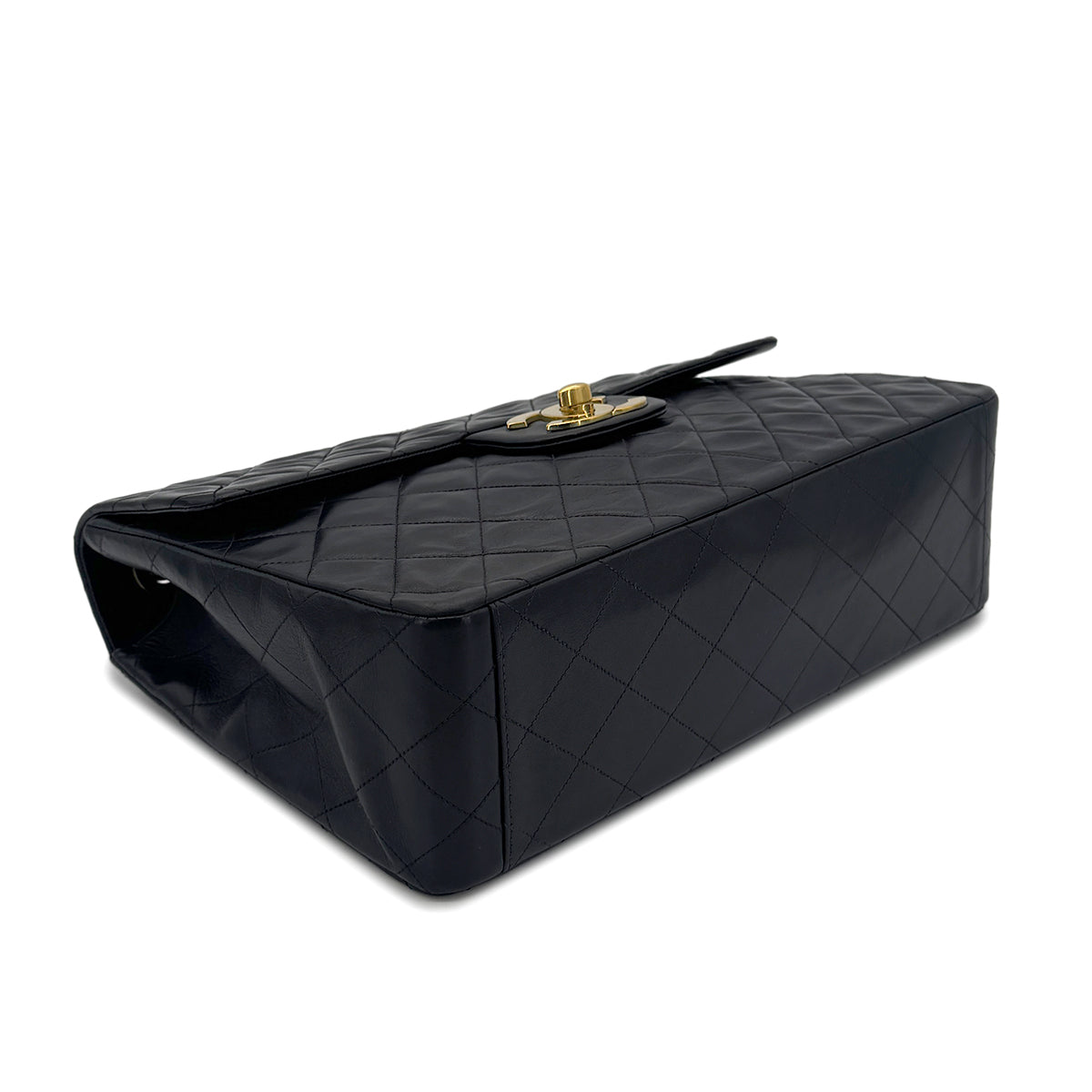 CHANEL VINTAGE BIG COCO MATELASSE CHAIN SHOULDER BAG BLACK LAMB SKIN 90270785