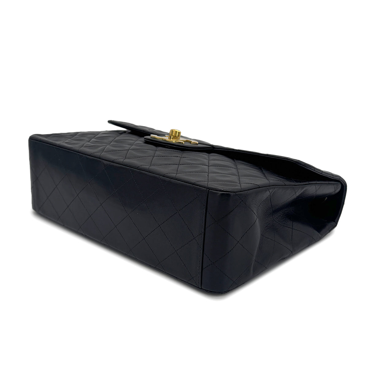 CHANEL VINTAGE BIG COCO MATELASSE CHAIN SHOULDER BAG BLACK LAMB SKIN 90270785